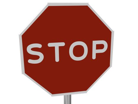 A red, traffic, STOP sign, made on a 3D rendering software.

(isolated on white)