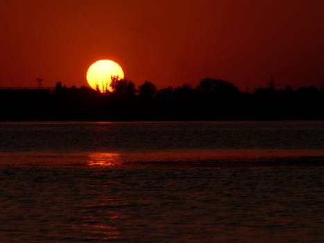 The Sundown beside lake