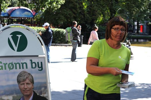 Campaign stand of the norwegian Liberal Party (Venstre) during the norwegian election campaign 2011.