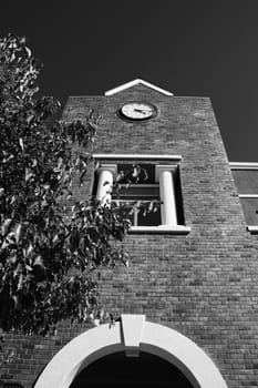 Close up of a clock tower.