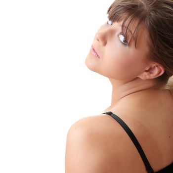 Young casual woman in black underwear