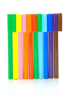 Marker pens isolated against a white background