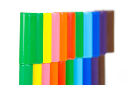 Marker pens isolated against a white background