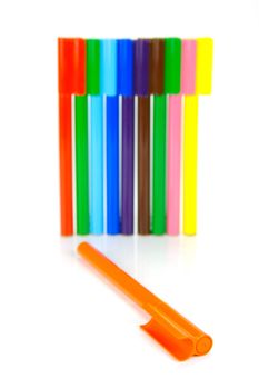 Marker pens isolated against a white background