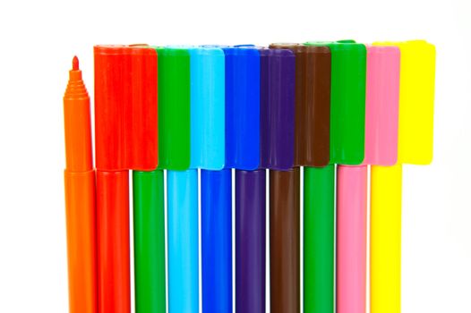 Marker pens isolated against a white background