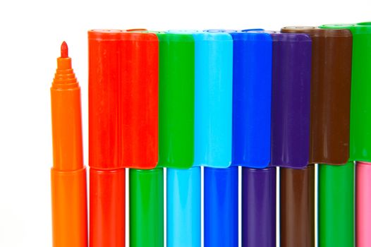 Marker pens isolated against a white background