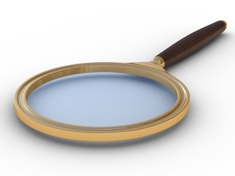 Magnifier on white background. Isolated 3D image