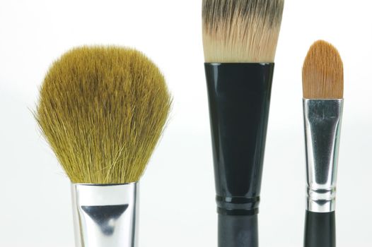 Makeup brushes isolated against a white background