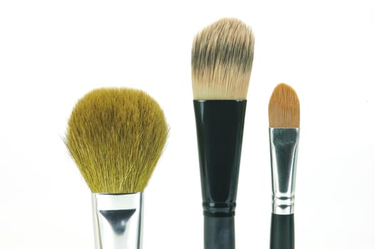 Makeup brushes isolated against a white background