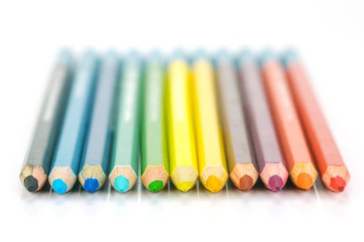 Colored Pencils isolated against a white background