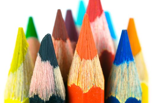 Colored Pencils isolated against a white background