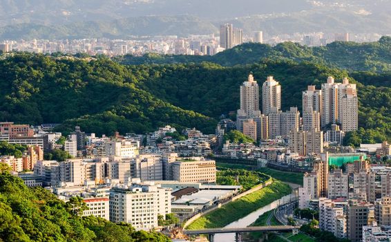 It is a beautiful city landscape in Asian city of Taiwan.
