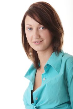 Happy young woman face smiling