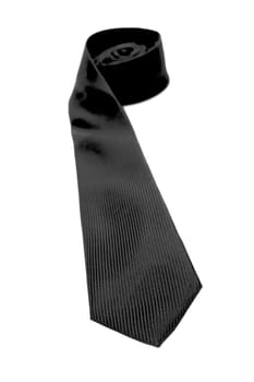 A black tie isolated against a white background