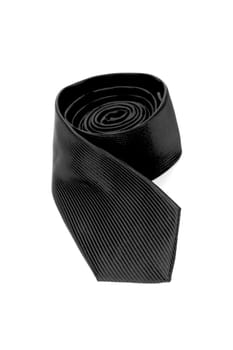 A black tie isolated against a white background
