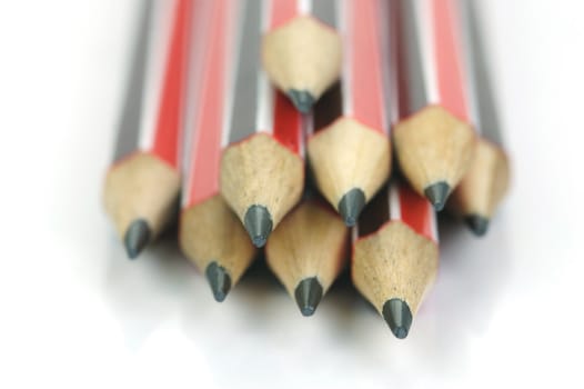 Lead pencils isolated against a white background