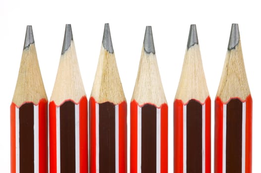 Lead pencils isolated against a white background