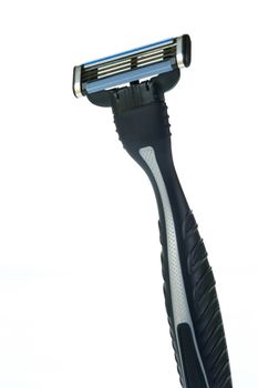 Shaving items isolated against a white background