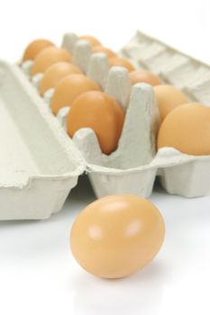 Free range eggs isolated against a white background