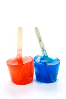 Flovored icy poles isolated against a white background