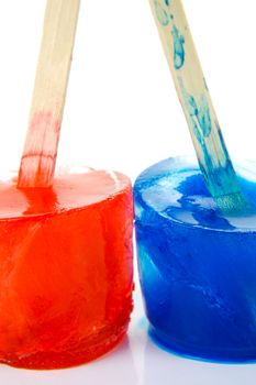 Flovored icy poles isolated against a white background