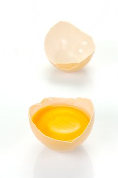Free range eggs isolated against a white background