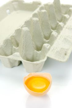 Free range eggs isolated against a white background