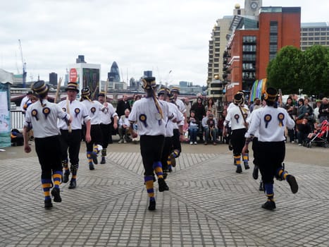 Central London - September 13: Morris Dancers at the River Thames Festival  September 13th, 2009 in Central London.
