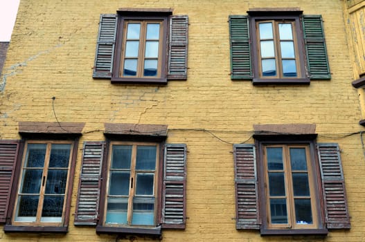 Detail of old windows and facade in Quebec City