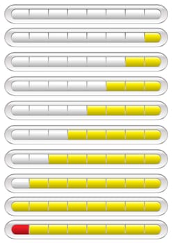 Yellow download bar with various states and red warning icon