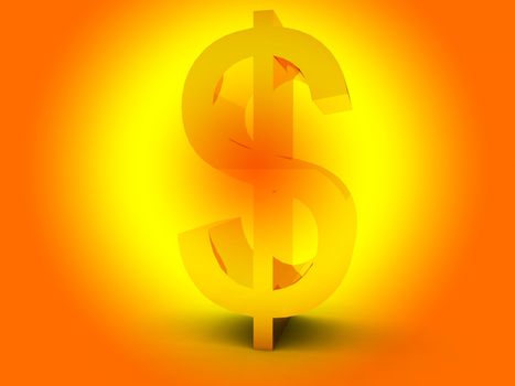 A golden dollar symbol for money concepts.