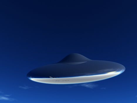A UFO that is hovering in the sky.
