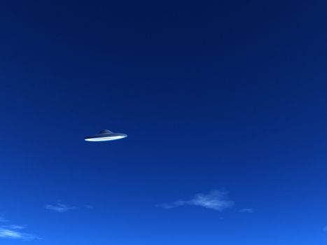 A UFO that is hovering in the sky.