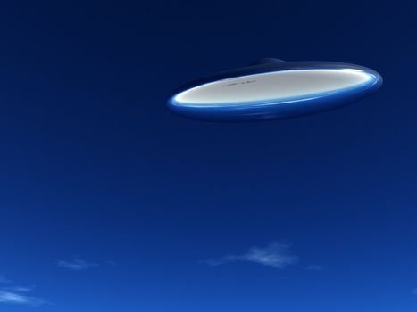A UFO that is hovering in the sky.