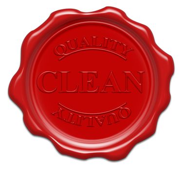 quality clean - illustration red wax seal isolated on white background with word : clean