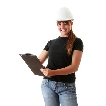 Woman architects isolated on white background