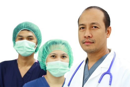 asian doctor and nurses