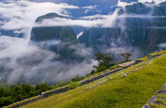 View of the archeological site of Machu Pichu