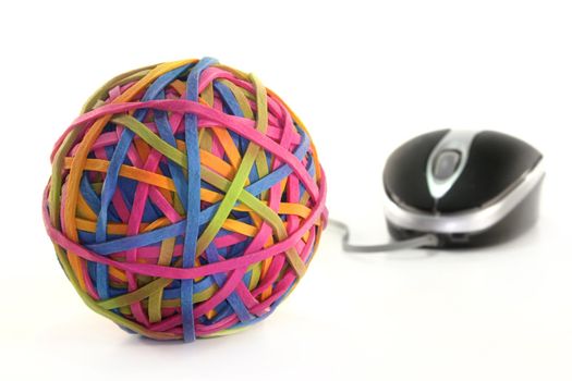 a ball of different colored rubber