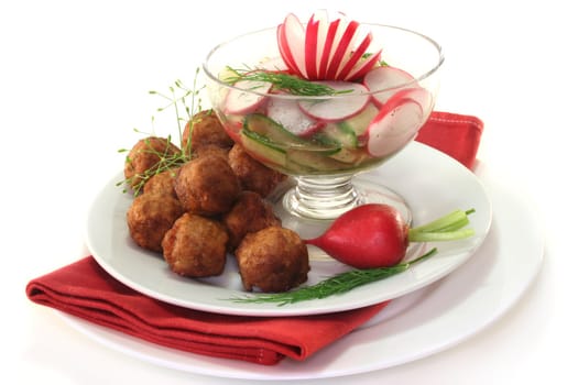 Swedish meatballs with radish-cucumber salad