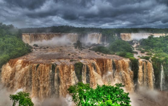 View of the Iguasu falls , Iguasu falls are the largest series of waterfalls on the planet located in the three borders of Brasil Argentina and Paraguay