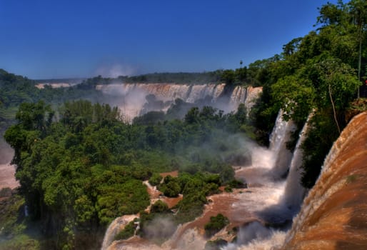 View of the Iguasu falls , Iguasu falls are the largest series of waterfalls on the planet located in the three borders of Brasil Argentina and Paraguay