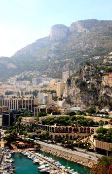 aerial view of the high-rise apartment complex and marina in Monaco