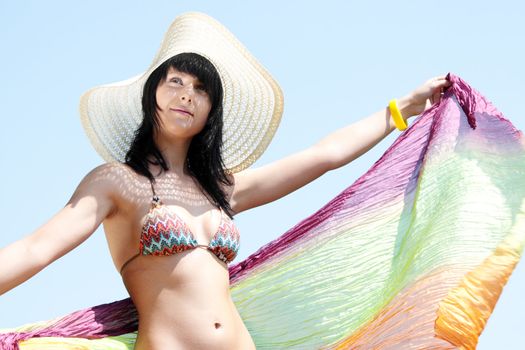 Young woman in bikini outdoor