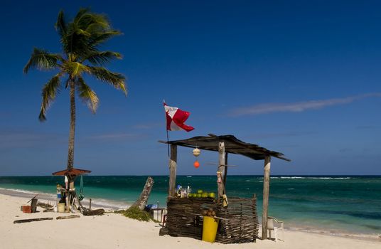 Open bar on the beach on the Caribbean island of San Andres , Colombia