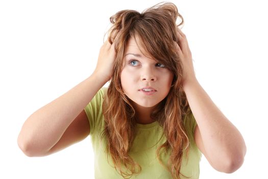 Young beautiful female teenager portrait isolated