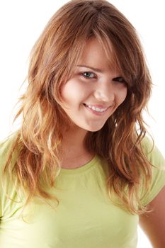 Young beautiful female teenager portrait isolated