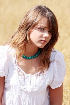 Natural young girl in the countryside