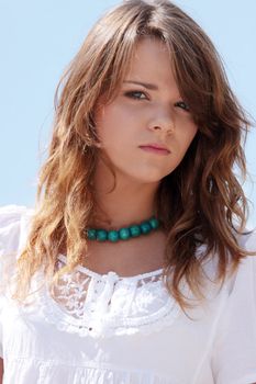 Natural young woman in the countryside portrait