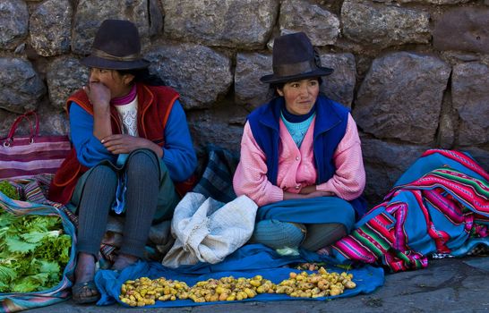 Cusco , Peru - May 27 : Peruvian women in a market in Cusco Peru , May 27 2011